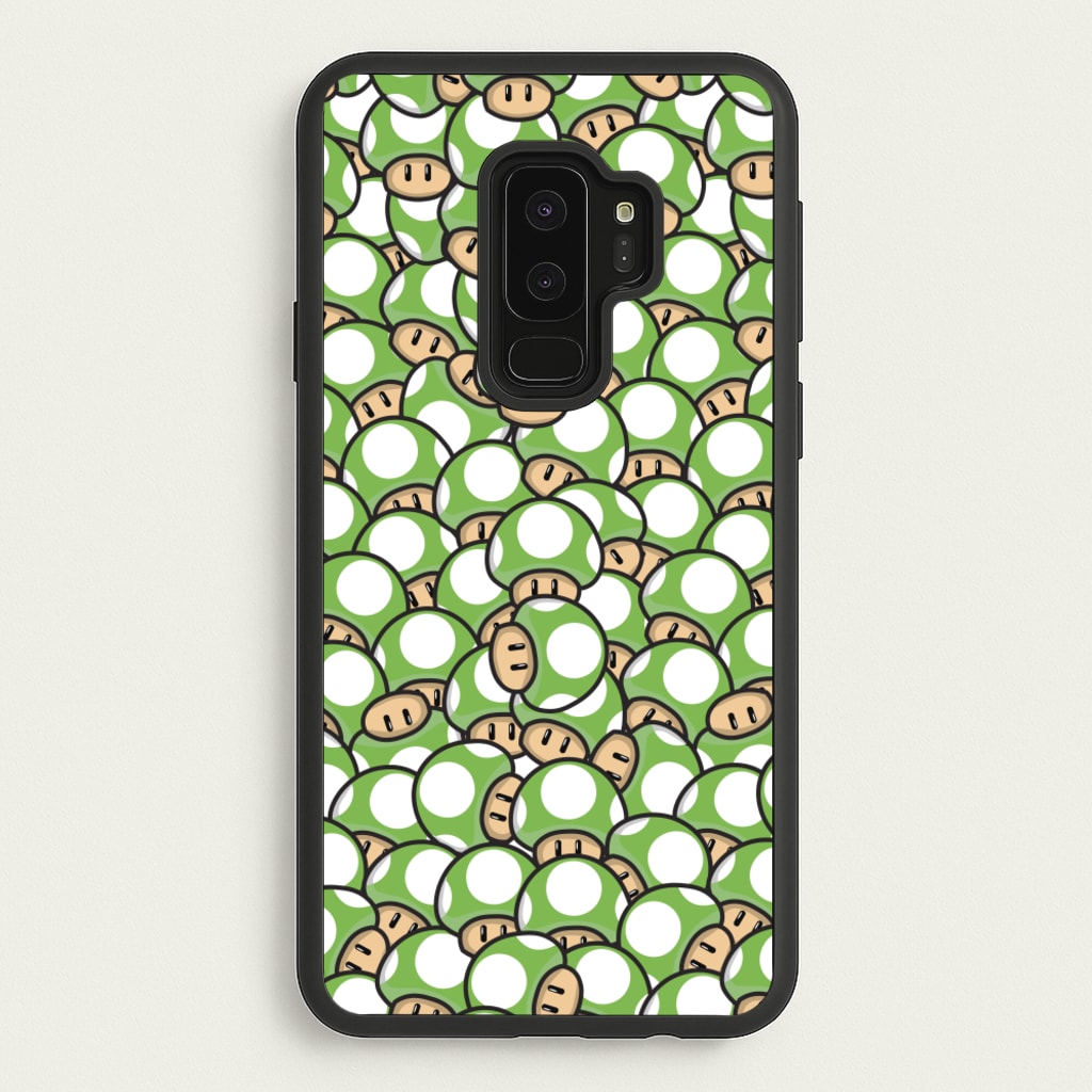 Mushroom Pattern - Green  - The Super Mario Bros Phone Case for Galaxy S9 Plus