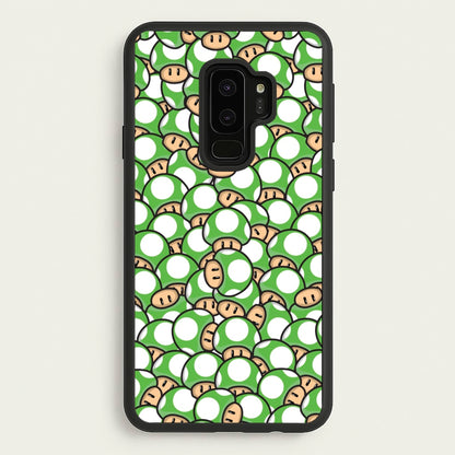Mushroom Pattern - Green  - The Super Mario Bros Phone Case for Galaxy S9 Plus