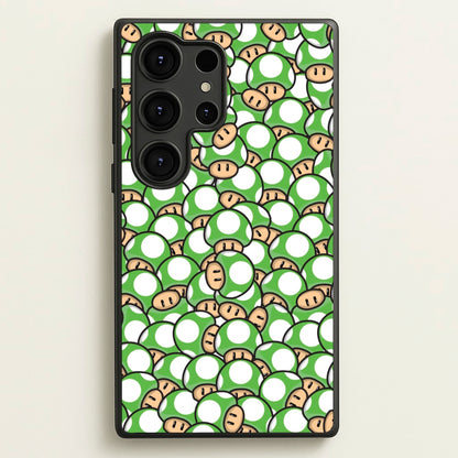Mushroom Pattern - Green  - The Super Mario Bros Phone Case for Galaxy S25 Ultra