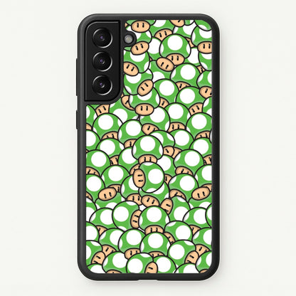 Mushroom Pattern - Green  - The Super Mario Bros Phone Case for Galaxy S21