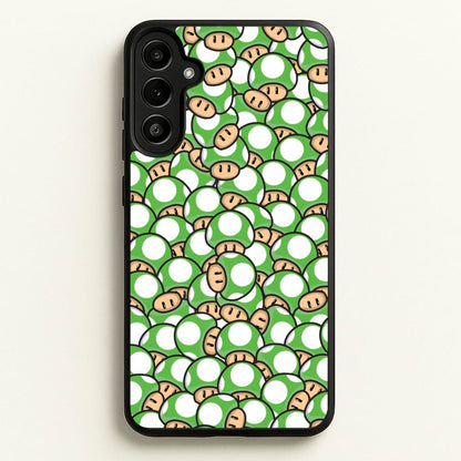 Mushroom Pattern - Green  - The Super Mario Bros Phone Case for Galaxy A34