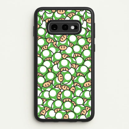 Mushroom Pattern - Green  - The Super Mario Bros Phone Case for Galaxy S10e