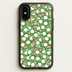 Mushroom Pattern - Green  - The Super Mario Bros Phone Case for iPhone X / XS