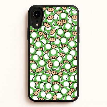 Mushroom Pattern - Green  - The Super Mario Bros Phone Case for iPhone XR