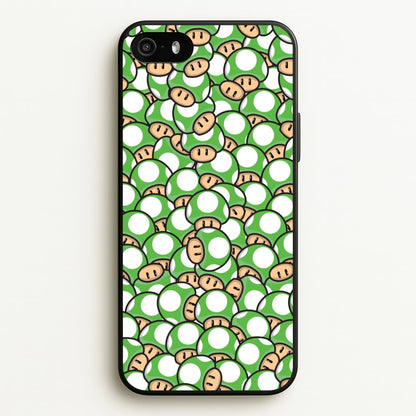 Mushroom Pattern - Green  - The Super Mario Bros Phone Case for iPhone 5 / 5s / SE 2016
