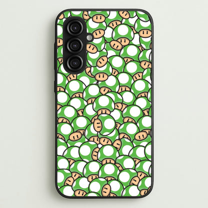 Mushroom Pattern - Green  - The Super Mario Bros Phone Case for Galaxy S23FE