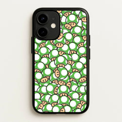 Mushroom Pattern - Green  - The Super Mario Bros Phone Case for iPhone 12 / 12 Pro