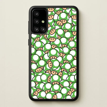 Mushroom Pattern - Green  - The Super Mario Bros Phone Case for Galaxy A71