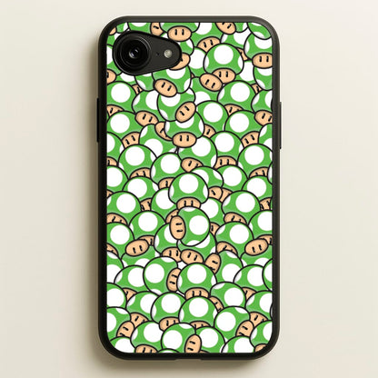 Mushroom Pattern - Green  - The Super Mario Bros Phone Case for iPhone 16e