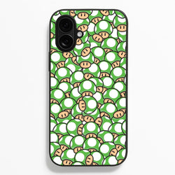 Mushroom Pattern - Green  - The Super Mario Bros Phone Case for iPhone 16 Plus