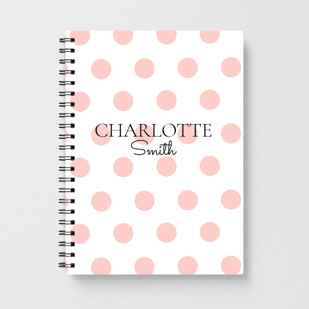 Pink Polka Personalised Notebook