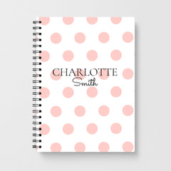 Pink Polka Personalised Notebook