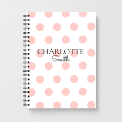 Pink Polka Personalised Notebook