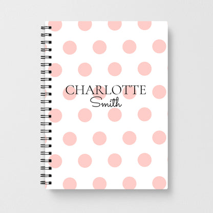 Pink Polka Personalised Notebook
