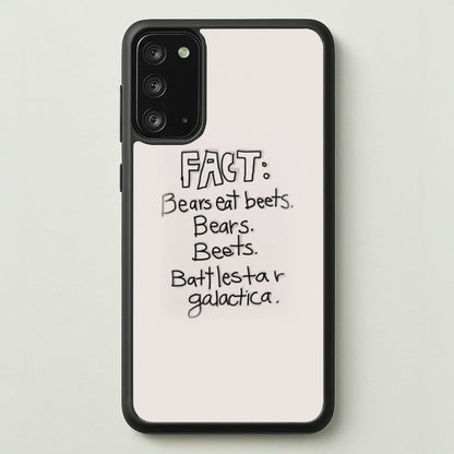 Fact - Bears Eat Beets - Bears, Beets, Battlestar Galactica  - The Office Phone Case for Galaxy Note 20