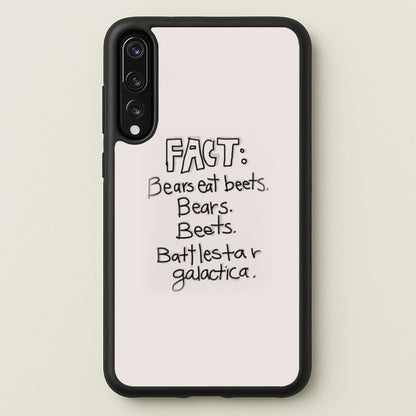 Fact - Bears Eat Beets - Bears, Beets, Battlestar Galactica  - The Office Phone Case for Huawei P20 Pro