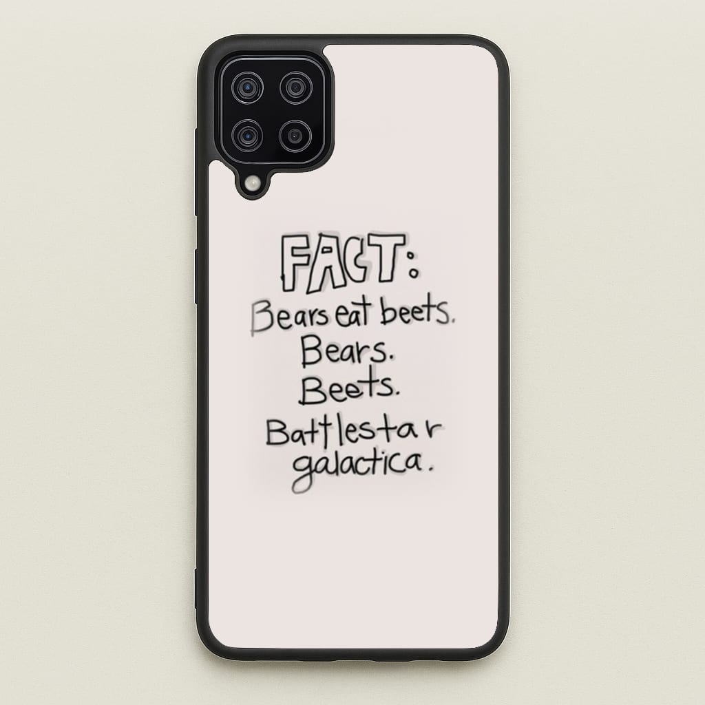 Fact - Bears Eat Beets - Bears, Beets, Battlestar Galactica  - The Office Phone Case for Galaxy A12