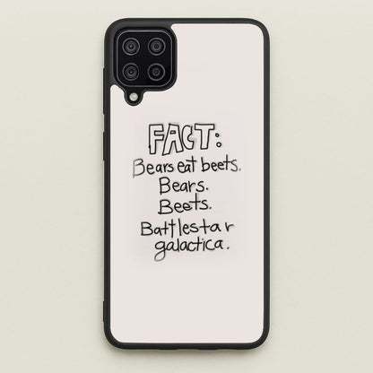 Fact - Bears Eat Beets - Bears, Beets, Battlestar Galactica  - The Office Phone Case for Galaxy A12