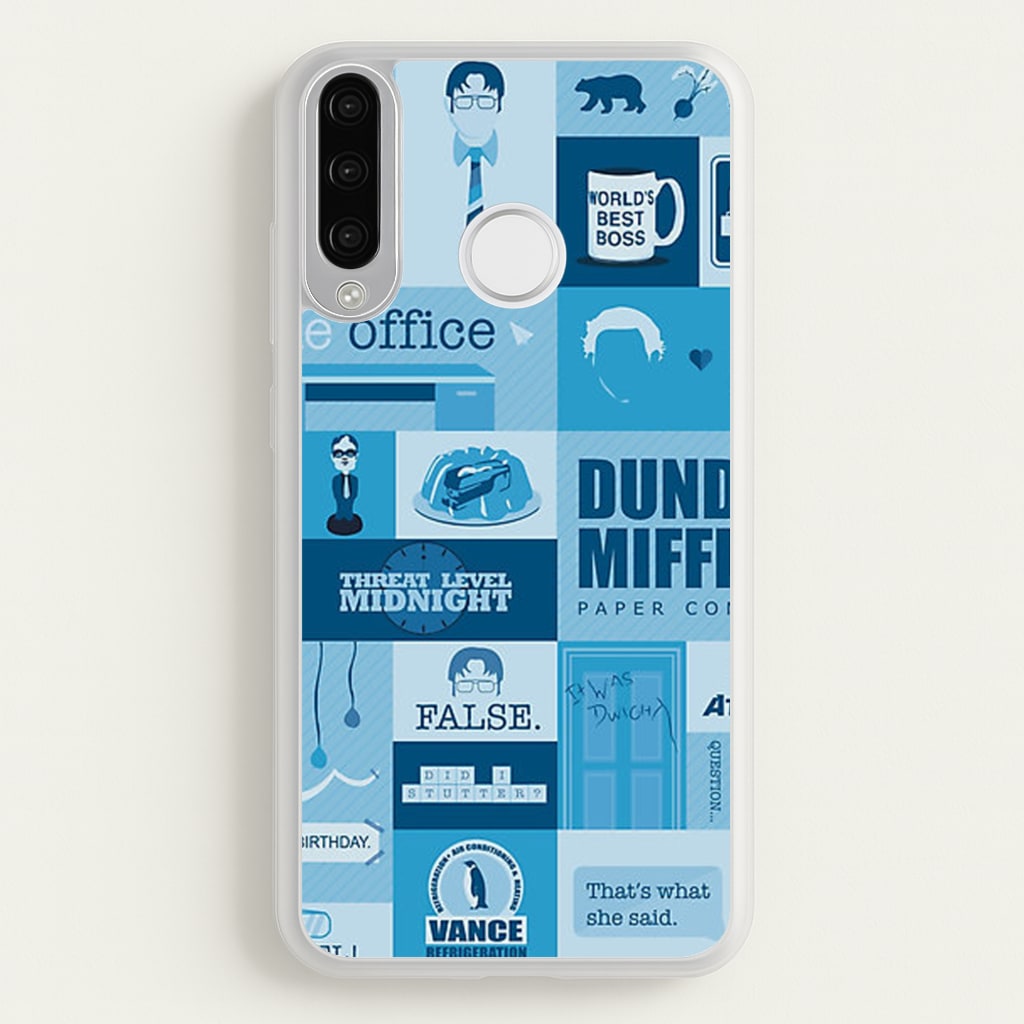 Office Blue Patchwork  - The Office Phone Case for Huawei P30 Lite