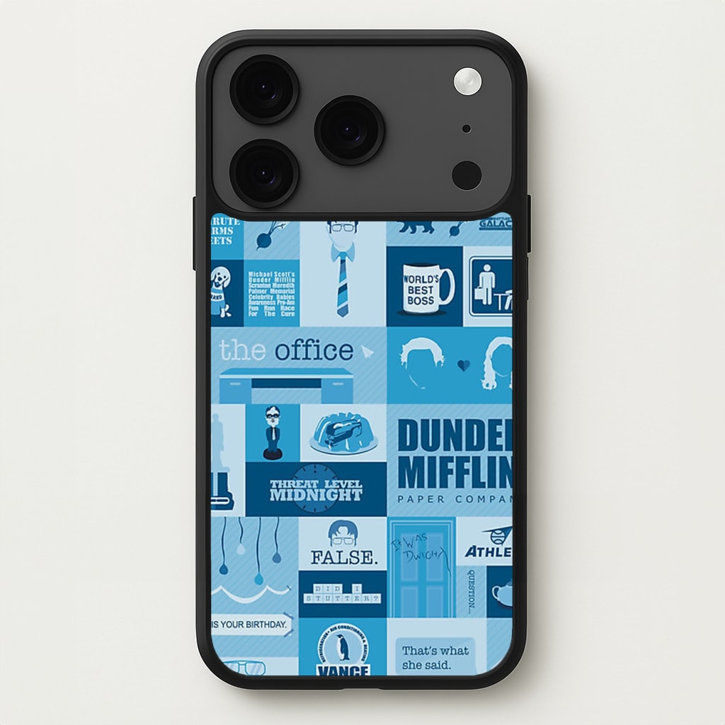 Office Blue Patchwork Phone Case for iPhone 17 Pro Max
