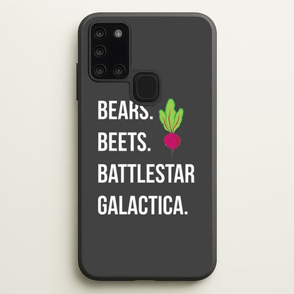 Bears. Beets. Battlestar Galactica Illustration  - The Office Phone Case for Galaxy A21s