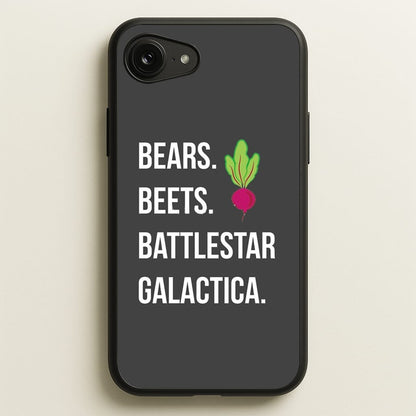 Bears. Beets. Battlestar Galactica Illustration  - The Office Phone Case for iPhone 16e