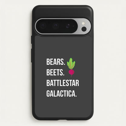 Bears. Beets. Battlestar Galactica Illustration  - The Office Phone Case for Google Pixel 9 Pro XL