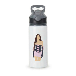 Pink Hearts - Olivia Active Water Bottle - Black