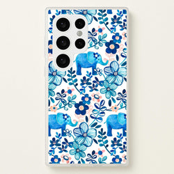 Elephant and Floral Pattern  - Flamingos Phone Case for Galaxy S24 Ultra