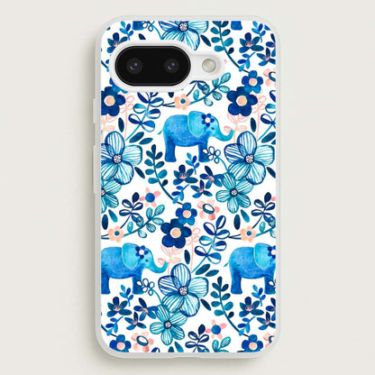 Elephant and Floral Pattern  - Flamingos Phone Case for Google Pixel 9a