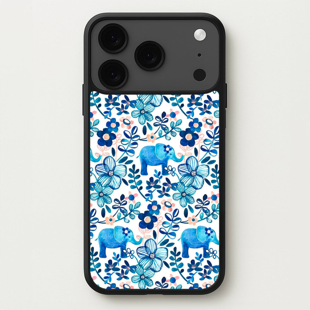 Elephant and Floral Pattern Phone Case for iPhone 17 Pro Max