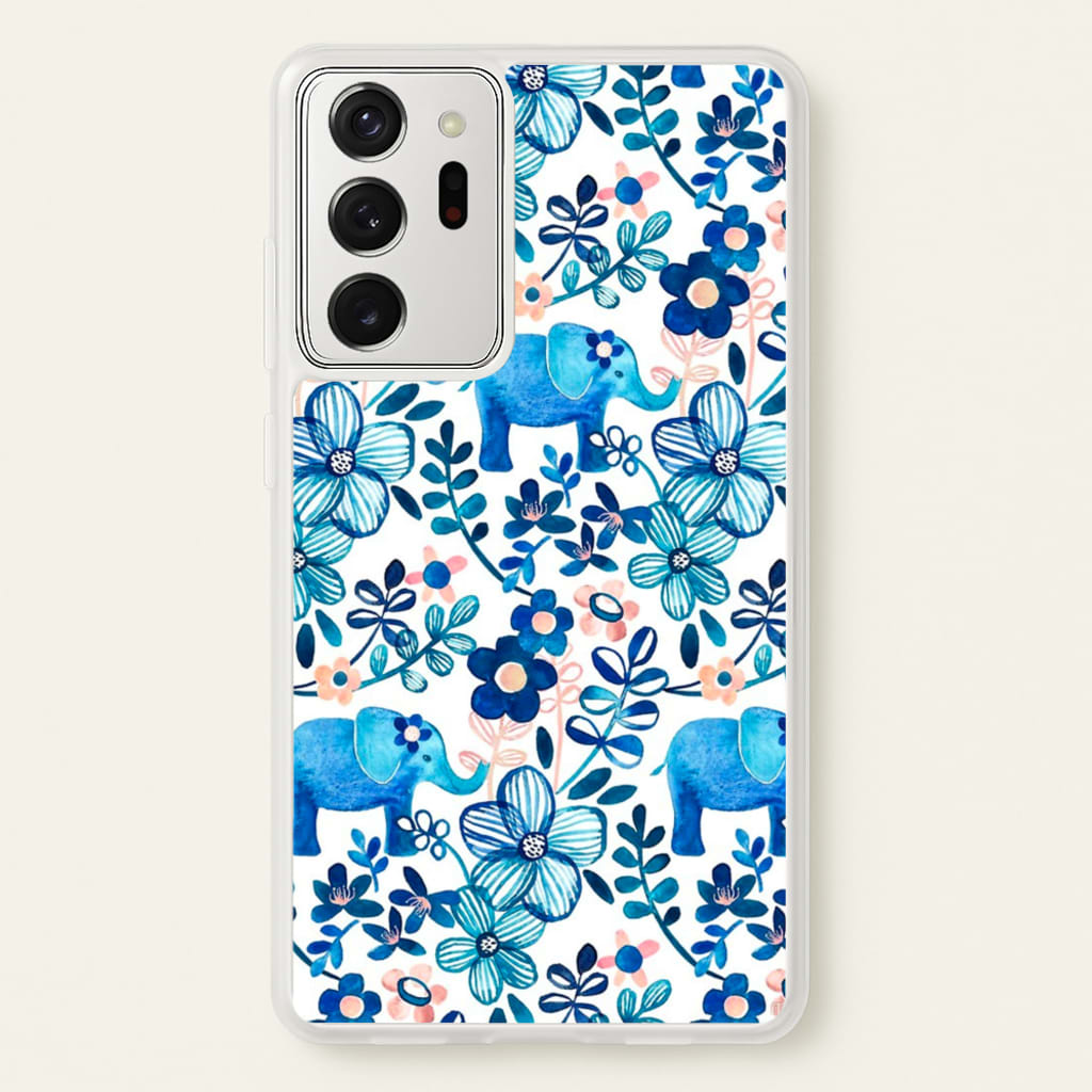 Elephant and Floral Pattern  - Flamingos Phone Case for Galaxy Note 20 Ultra