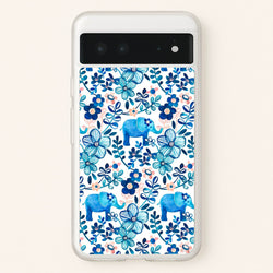 Elephant and Floral Pattern  - Flamingos Phone Case for Google Pixel 6