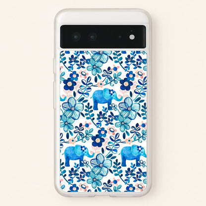 Elephant and Floral Pattern  - Flamingos Phone Case for Google Pixel 6