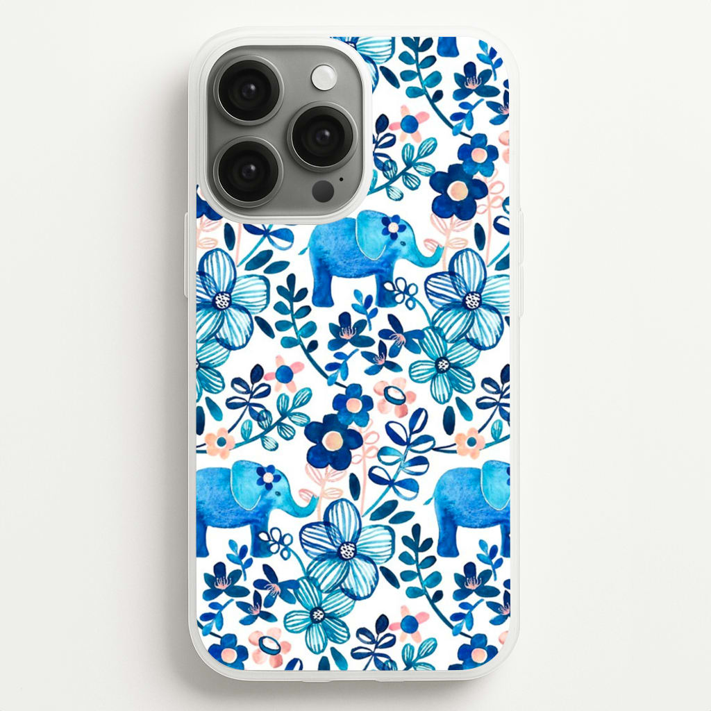 Elephant and Floral Pattern  - Flamingos Phone Case for iPhone 13 Pro Max