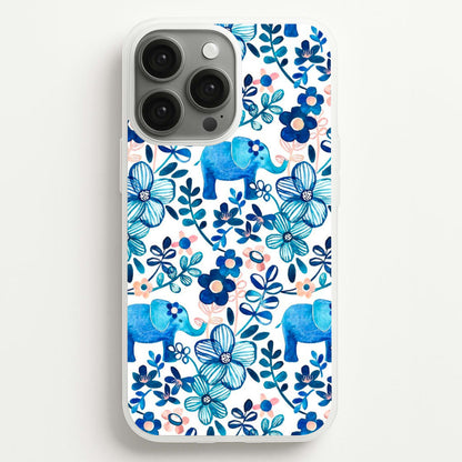 Elephant and Floral Pattern  - Flamingos Phone Case for iPhone 13 Pro Max
