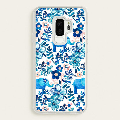 Elephant and Floral Pattern  - Flamingos Phone Case for Galaxy S9 Plus