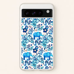Elephant and Floral Pattern  - Flamingos Phone Case for Google Pixel 8 Pro