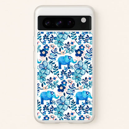 Elephant and Floral Pattern  - Flamingos Phone Case for Google Pixel 8 Pro