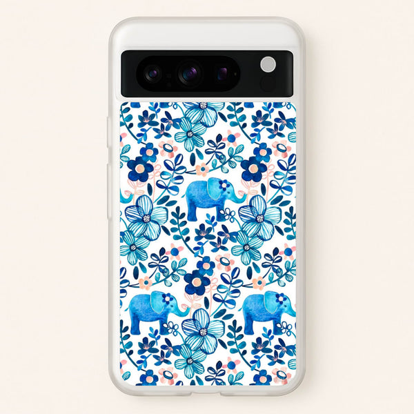Elephant and Floral Pattern  - Flamingos Phone Case for Google Pixel 8 Pro