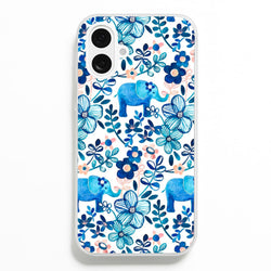 Elephant and Floral Pattern  - Flamingos Phone Case for iPhone 16 Plus