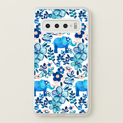 Elephant and Floral Pattern  - Flamingos Phone Case for Galaxy S10 Plus