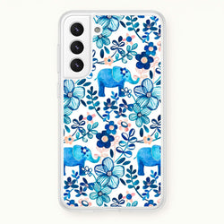 Elephant and Floral Pattern  - Flamingos Phone Case for Galaxy S22