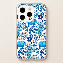 Elephant and Floral Pattern  - Flamingos Phone Case for iPhone 15 Pro Max