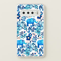 Elephant and Floral Pattern  - Flamingos Phone Case for Galaxy S10