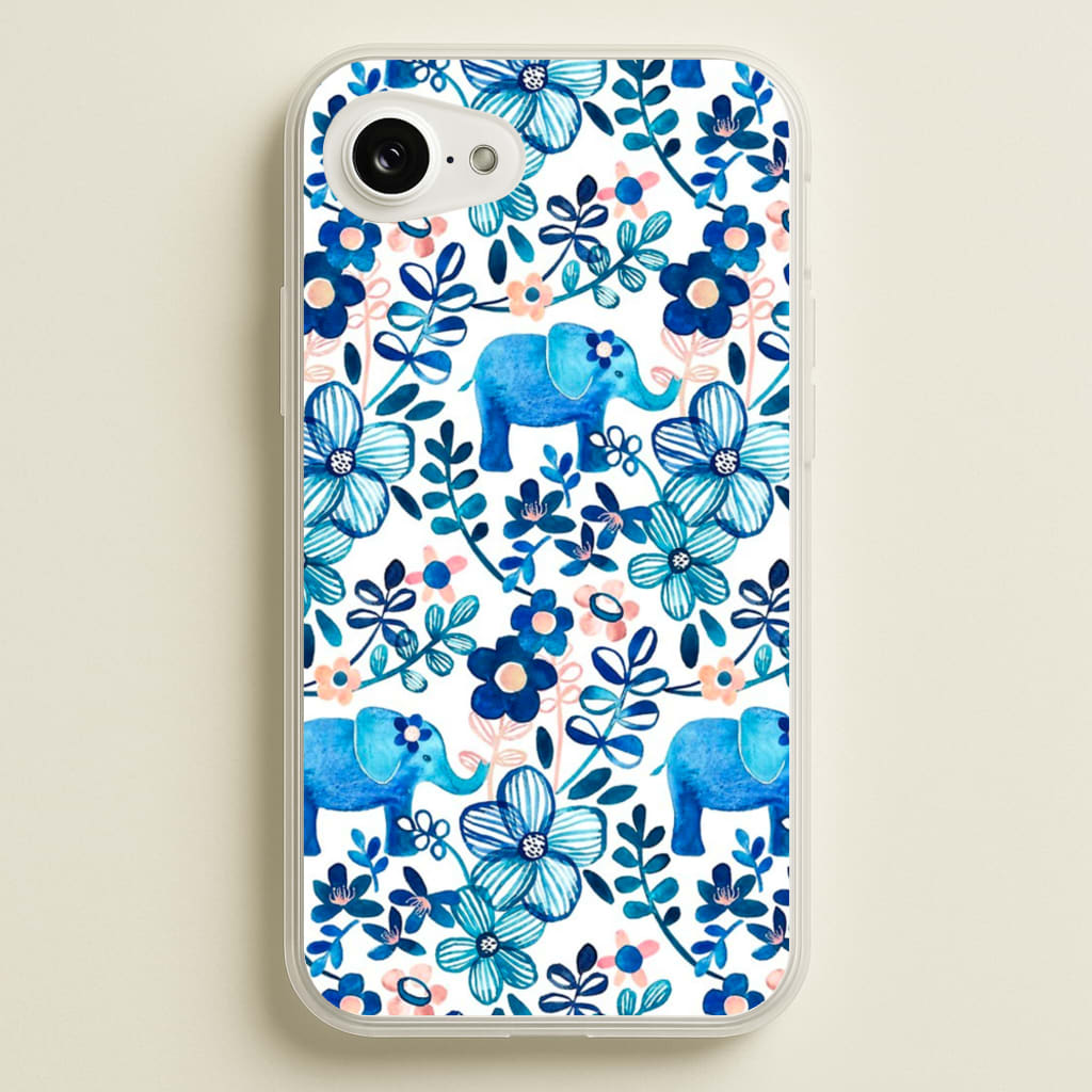 Elephant and Floral Pattern  - Flamingos Phone Case for iPhone 16e
