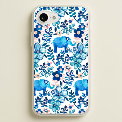 Elephant and Floral Pattern  - Flamingos Phone Case for iPhone 16e