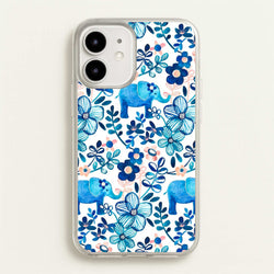 Elephant and Floral Pattern  - Flamingos Phone Case for iPhone 12 / 12 Pro