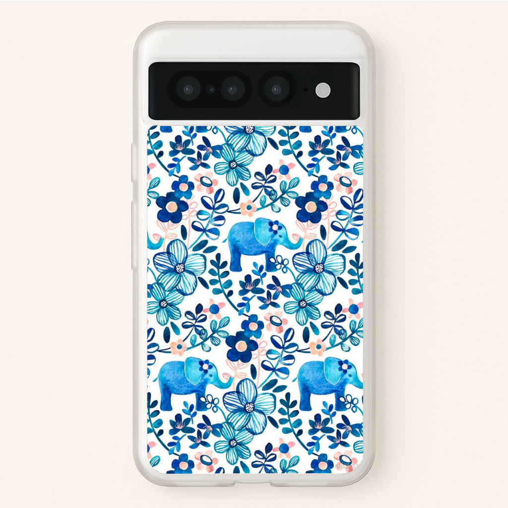 Elephant and Floral Pattern  - Flamingos Phone Case for Google Pixel 7 Pro