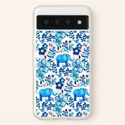 Elephant and Floral Pattern  - Flamingos Phone Case for Google Pixel 7 Pro